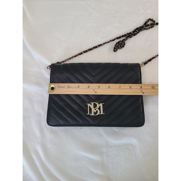 Badgley Mischka Quilted Mini Crossbody – Black/Gold Logo 9x6 - Picture 4 of 10
